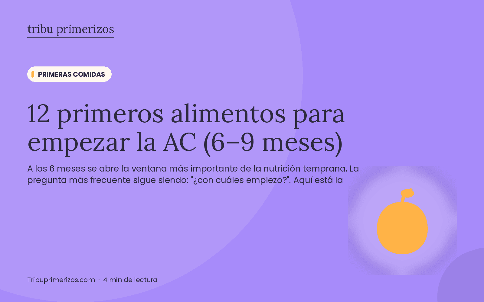 12 primeros alimentos para empezar la AC (6–9 meses)